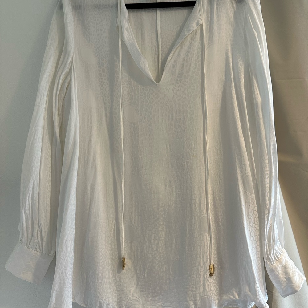 Roberto Cavalli White Blouse with Textured Design